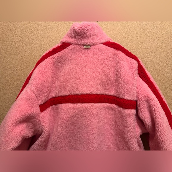 New Gucci x Adidas Logo Pink Puffer Fleece Double Sided Jacket Size 42 / US L - Picture 7 of 16